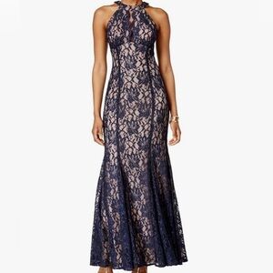 Night Way Collections Navy Lace Maxi Dress